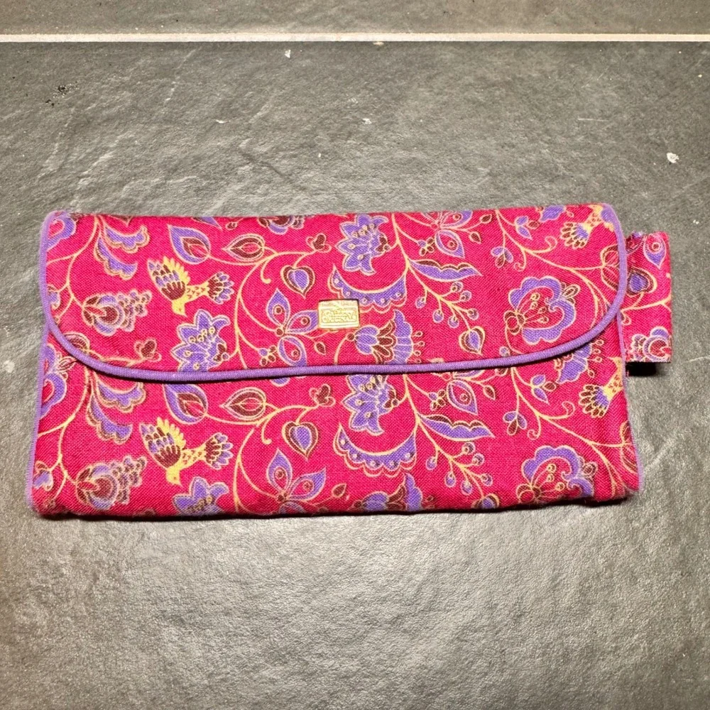 Gallery Originals Vintage Floral Pink Purple‎ Clutch Wallet w/ Card Organizer